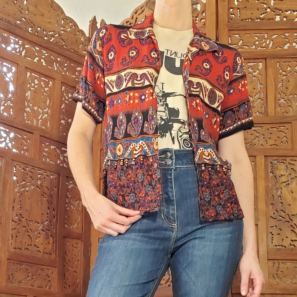 90s multi button up Notations top